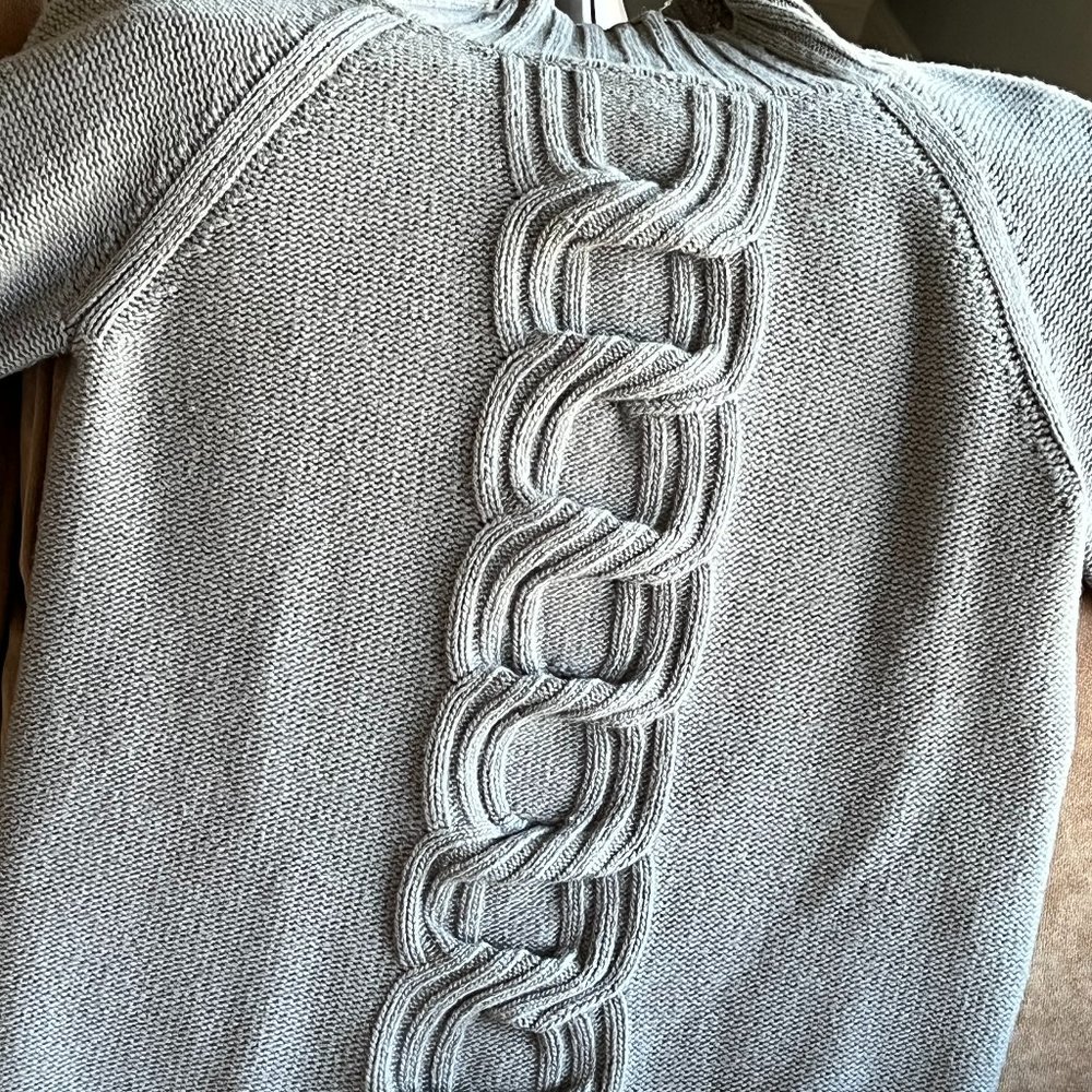 MaxMara cable-front cashmere/wool blend sweater, taupe, size M (fits small)